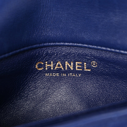 Chanel Lambskin Chevron Quilted Mini Rectangular Flap Blue 6 of 9