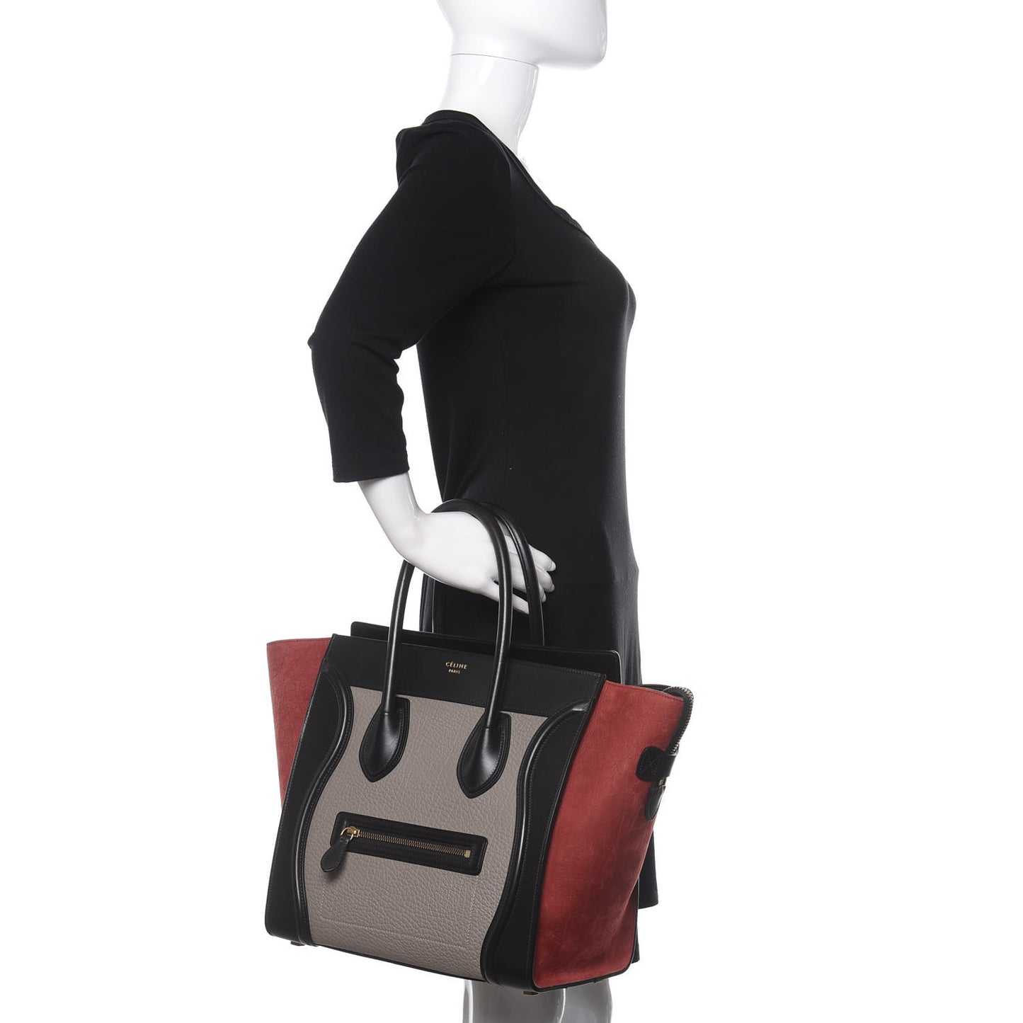 Bullhide Calfskin Suede Mini Tri-Color Luggage Dark Ruby