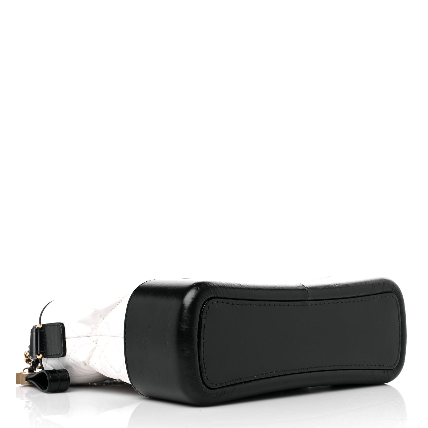 Aged Calfskin Quilted Medium Gabrielle Hobo Black White