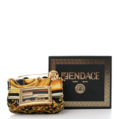 Fendi X VERSACE Silk Fendace FF Baroque Nano Brooch Baguette Black Gold 8 of 8