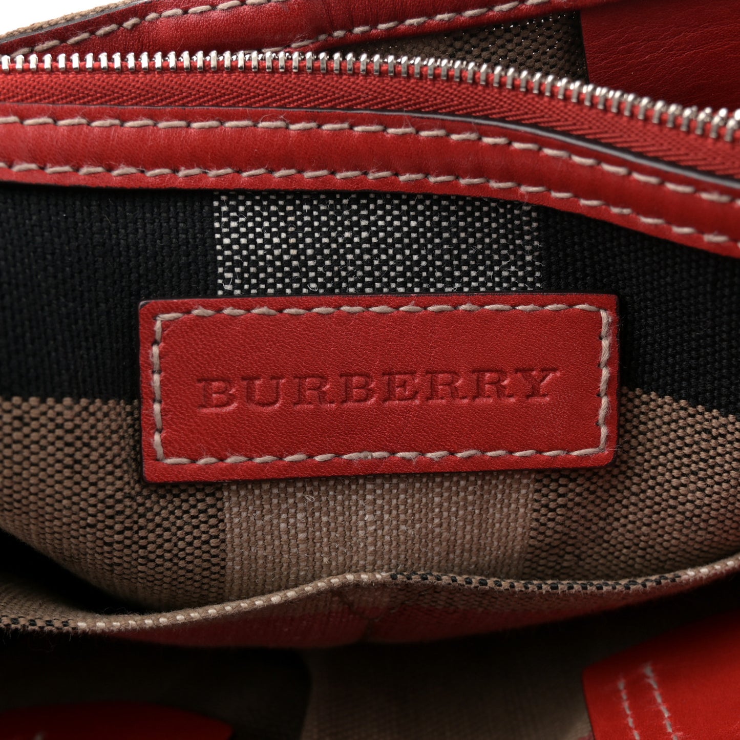 Canvas Mega Check Medium Tottenham Brit Tote Cadmium Red