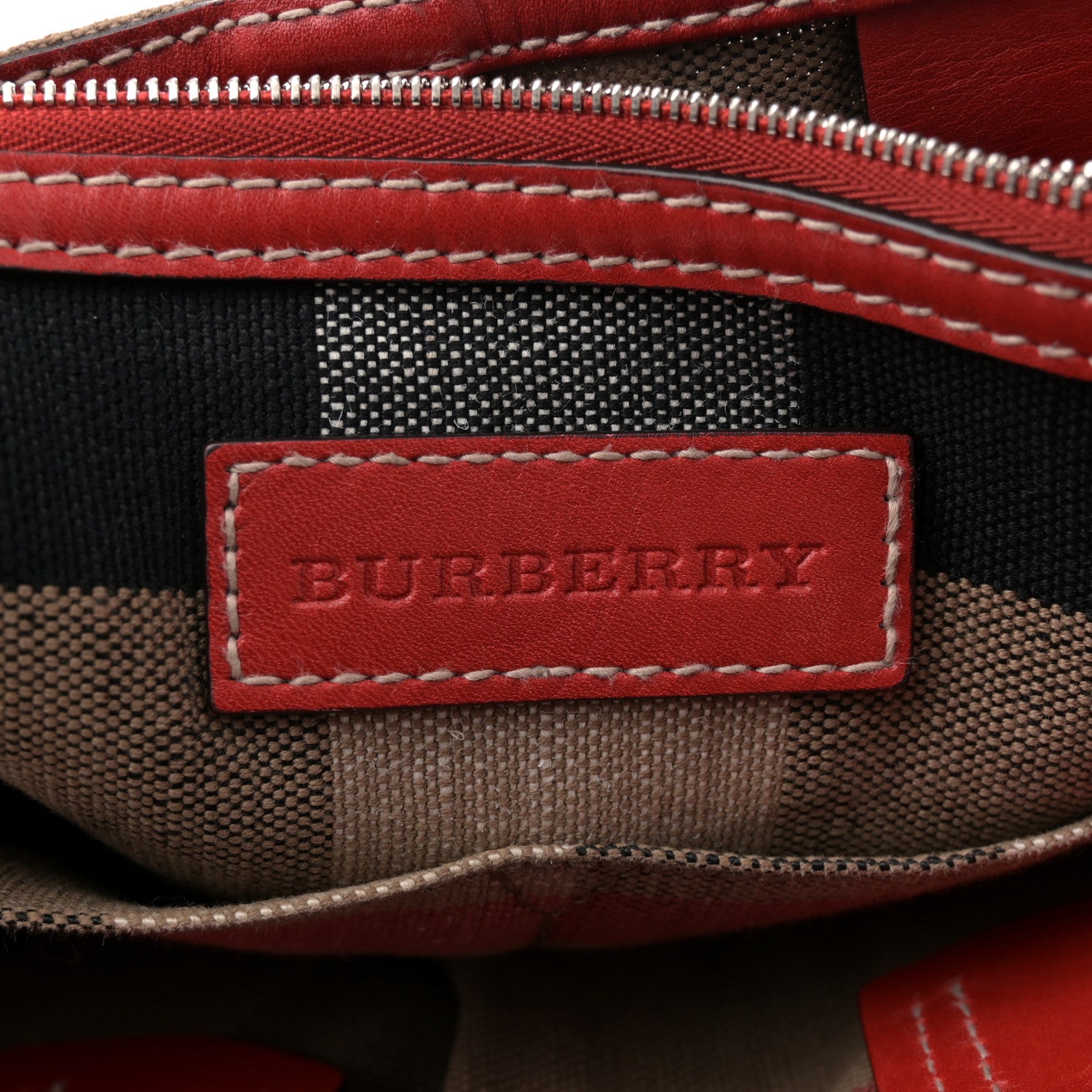 Burberry Canvas Mega Check Medium Tottenham Brit Tote Cadmium Red 6 of 10