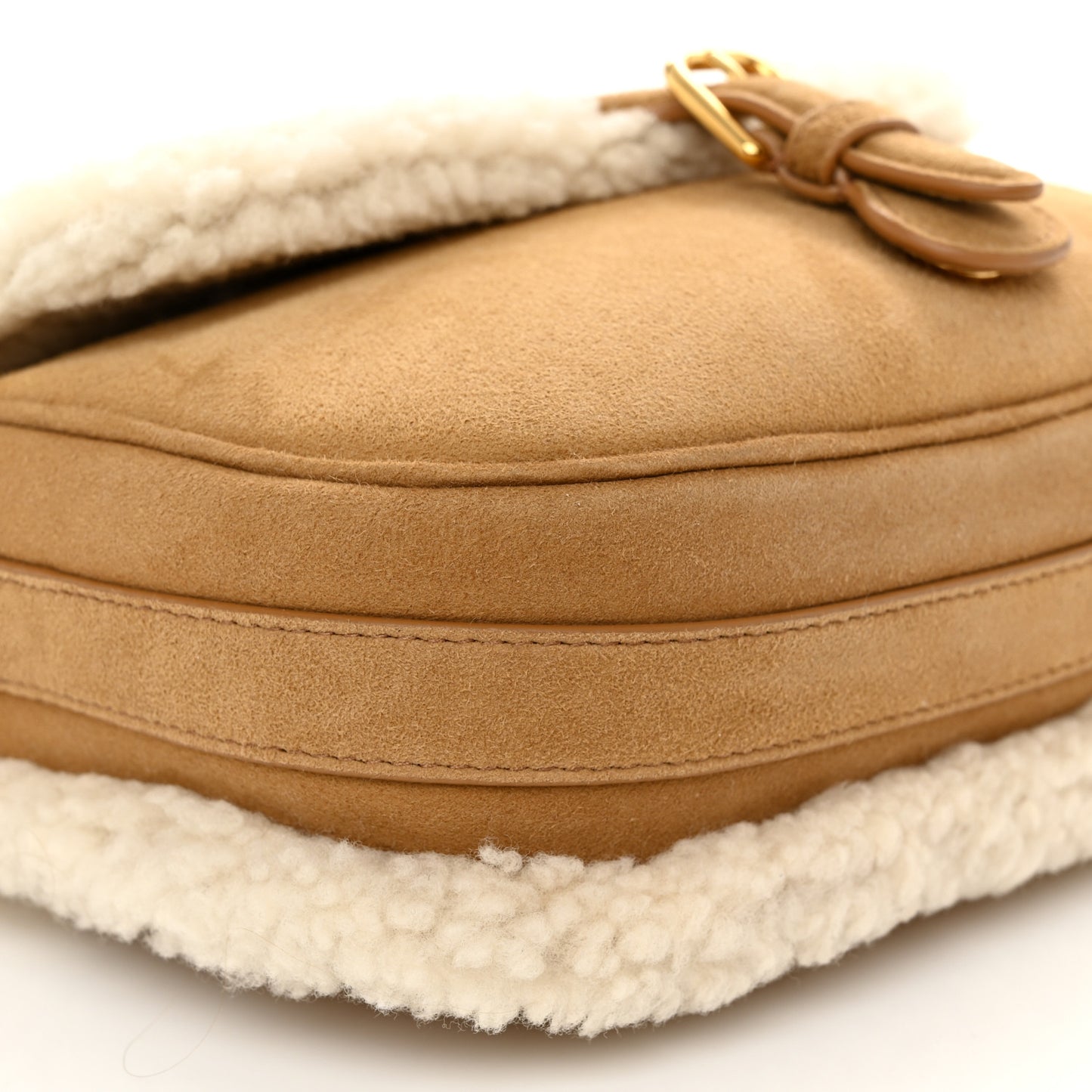 Suede Shearling Medium Bobby Flap Natural