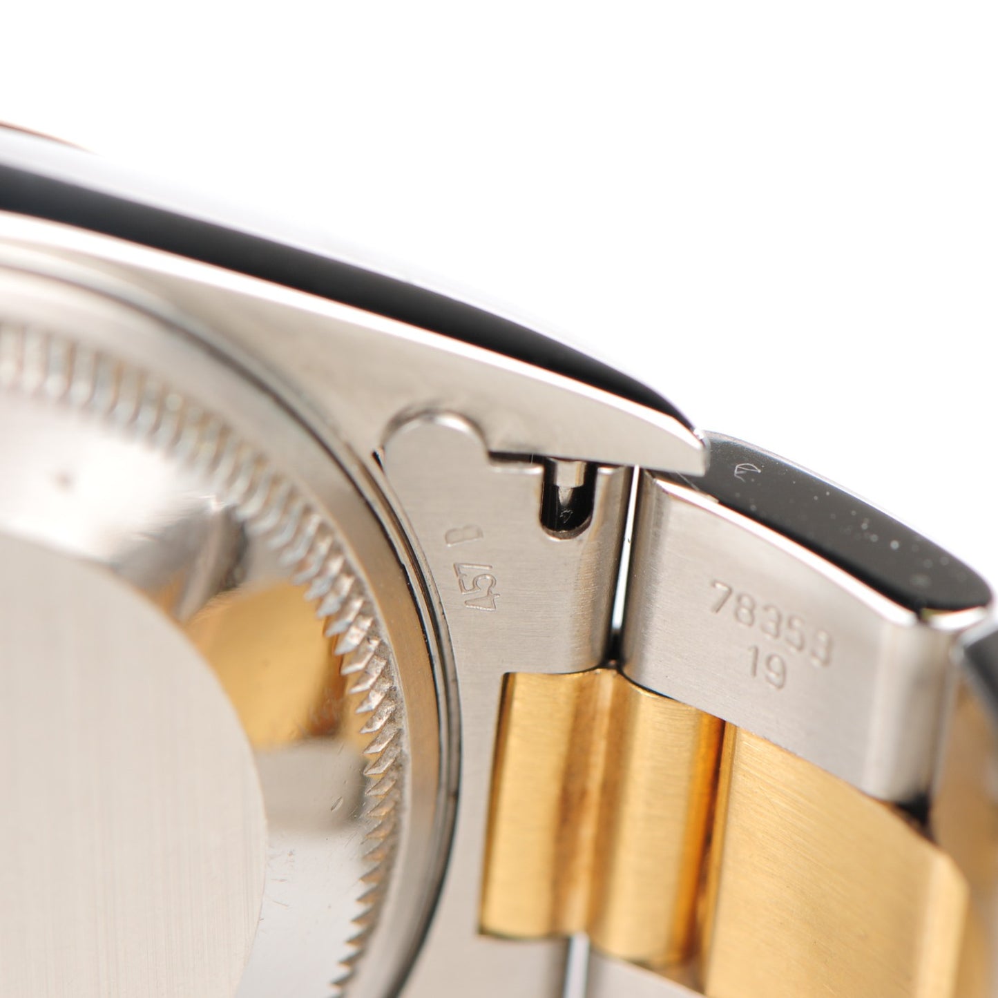 Stainless Steel 18K Yellow Gold 34mm Oyster Perpetual Date Watch White 15203
