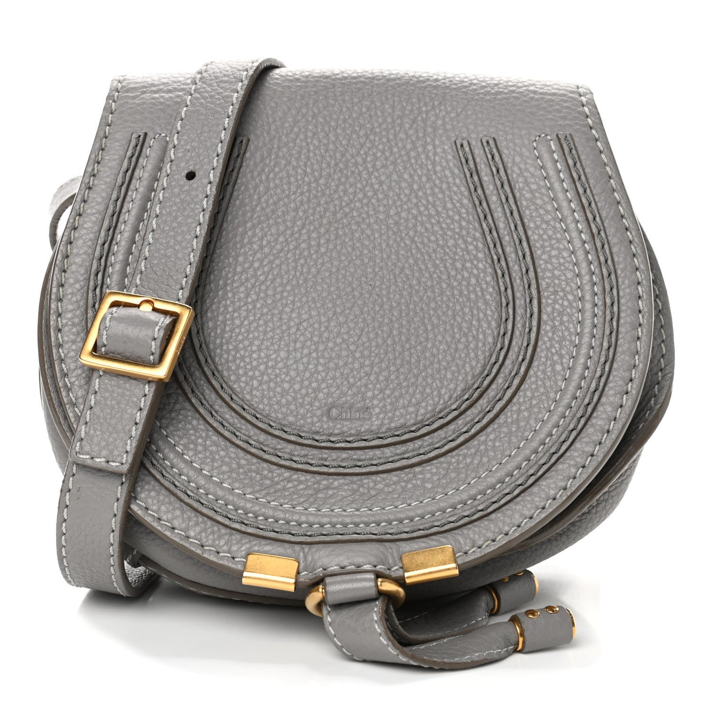 Calfskin Mini Marcie Round Crossbody Bag Cashmere Grey