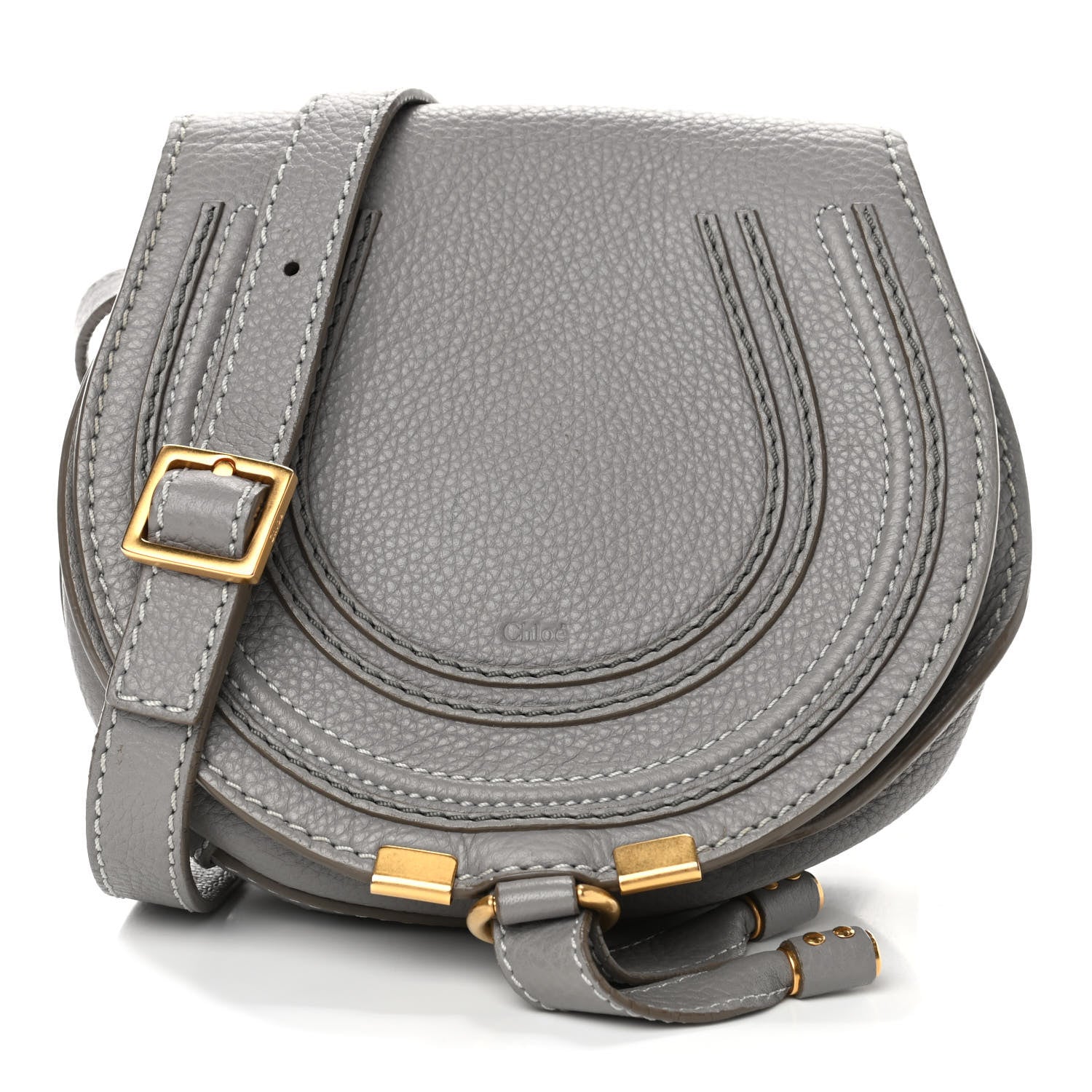 Chloe Calfskin Mini Marcie Round Crossbody Bag Cashmere Grey 1 of 5