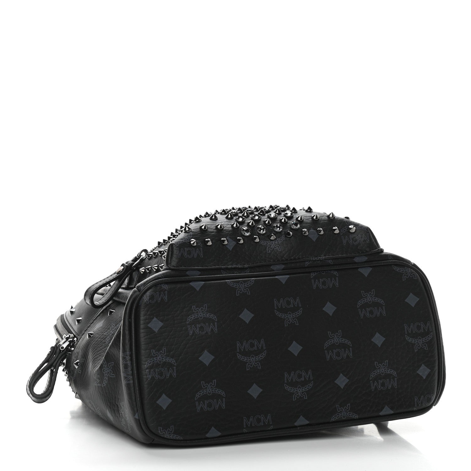 MCM Visetos Swarovski Studded Small Diamond Backpack Black 4 of 10