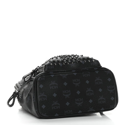 MCM Visetos Swarovski Studded Small Diamond Backpack Black 4 of 10