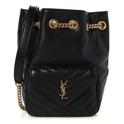 Saint Laurent Lambskin Matelasse Monogram Joe Nano Bucket Bag Black 1 of 10