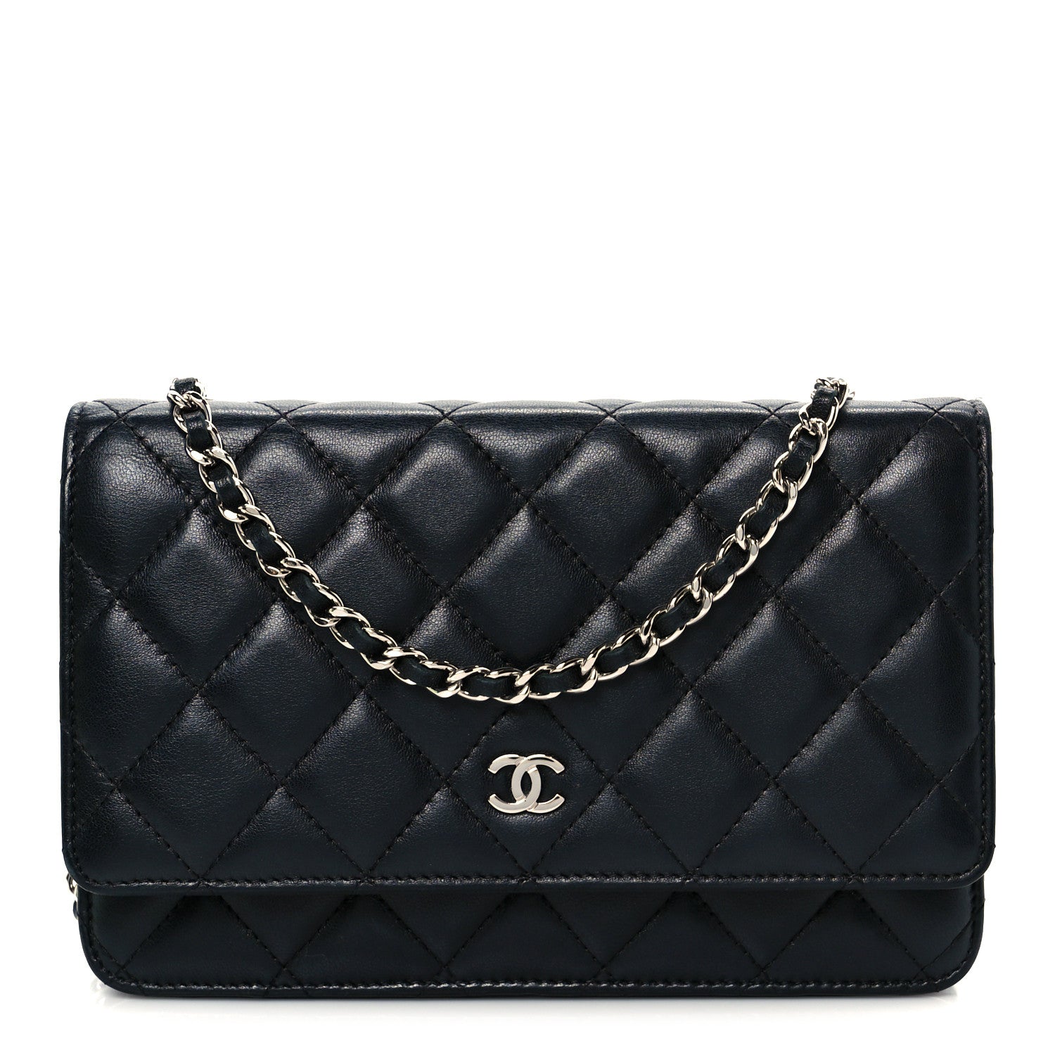 Chanel Lambskin Quilted Wallet On Chain WOC Black 2 of 24