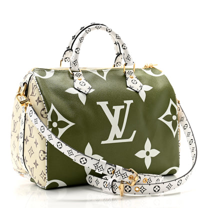 Louis Vuitton Monogram Giant Speedy Bandouliere 30 Kaki Beige 4 of 12
