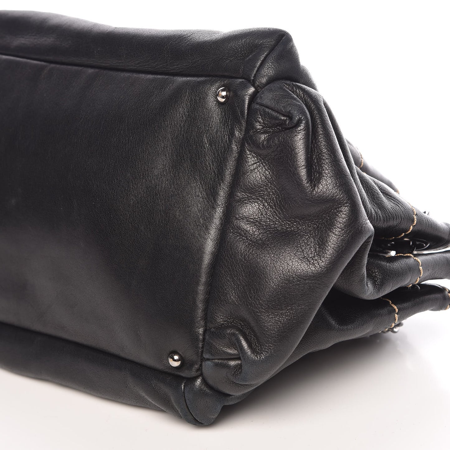 Lambskin Lax Accordion Hobo Black