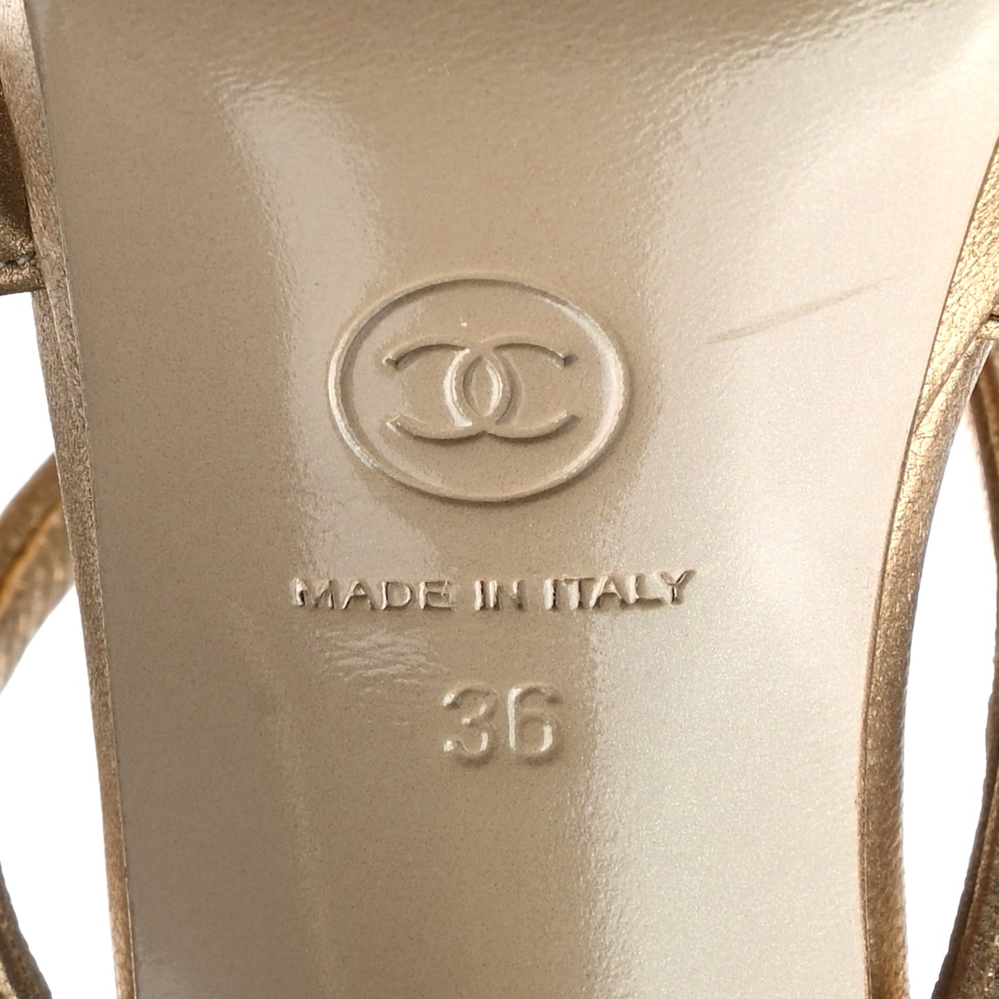 Laminated Lambskin Gladiator Sandals 36 Gold