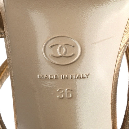 Chanel Laminated Lambskin Gladiator Sandals 36 Gold 6 of 8