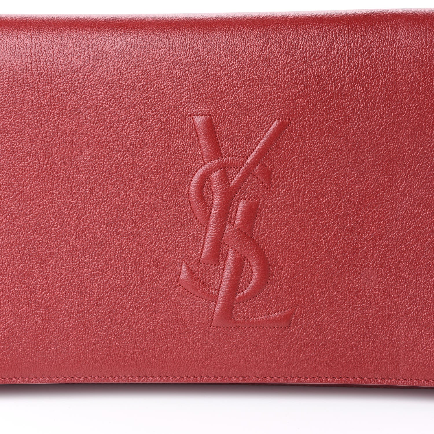 Saint Laurent Calfskin Monogram Large Belle De Jour Clutch Red 8 of 8