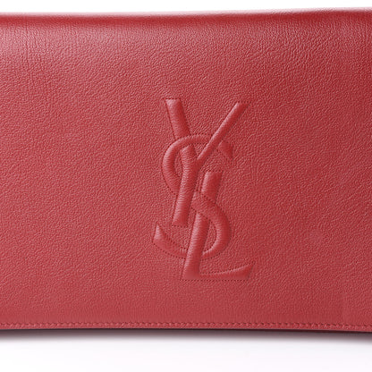 Saint Laurent Calfskin Monogram Large Belle De Jour Clutch Red 8 of 8