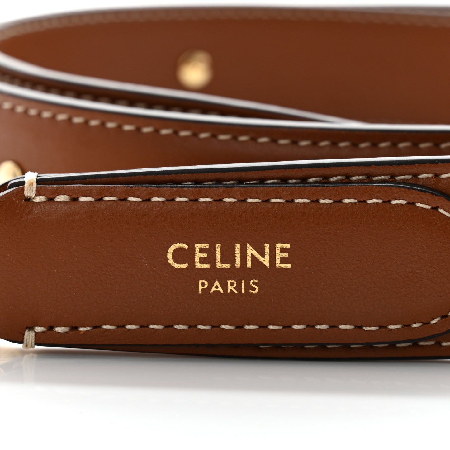 Smooth Calfskin Triopmhe Studs Long Strap Tan