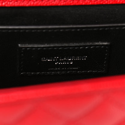 Saint Laurent Grain De Poudre Textured Mixed Matelasse Triquilt Medium Monogram Satchel New Red 6 of 8