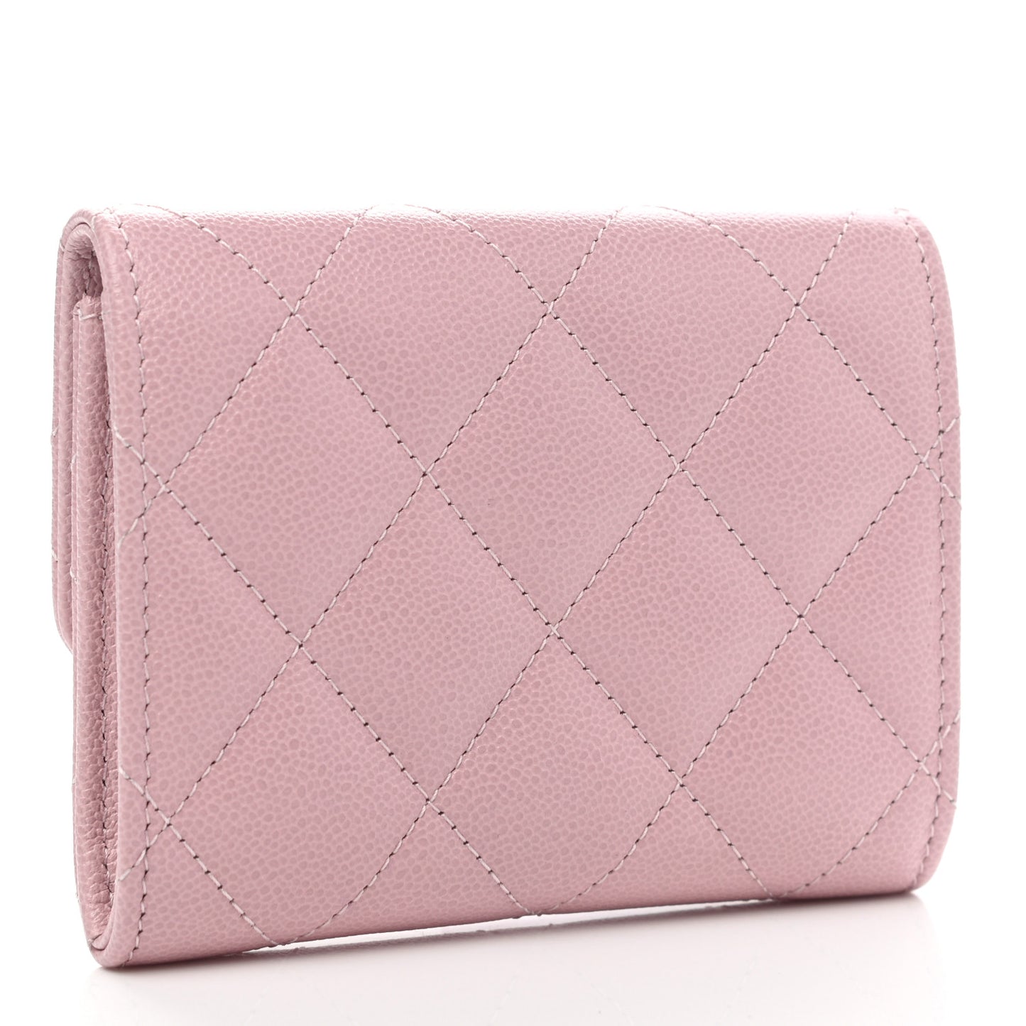 Caviar Quilted Studded CC Flap Card Holder Light Pink