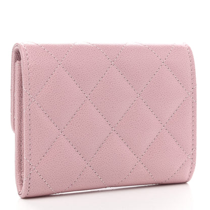 Chanel Caviar Quilted Studded CC Flap Card Holder Light Pink 3 of 9