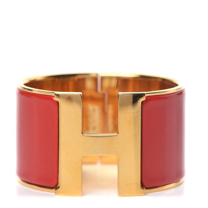 Hermes Enamel Clic Clac H Extra Wide Bracelet PM Rouge Amarante 1 of 6