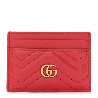 Gucci Calfskin Matelasse GG Marmont Card Holder Hibiscus Red 1 of 6