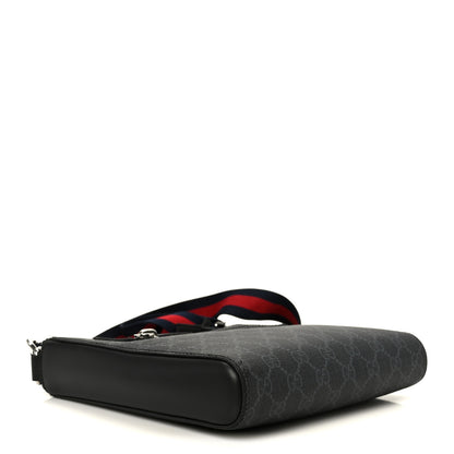 Gucci GG Supreme Monogram Web Small Flat Messenger Bag Black Grey 4 of 11