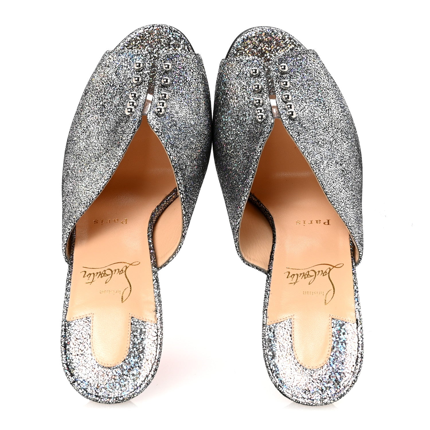 Christian Louboutin Nappa Mica PVC Glitter Predumule 100 Pumps 39 Silver 2 of 9