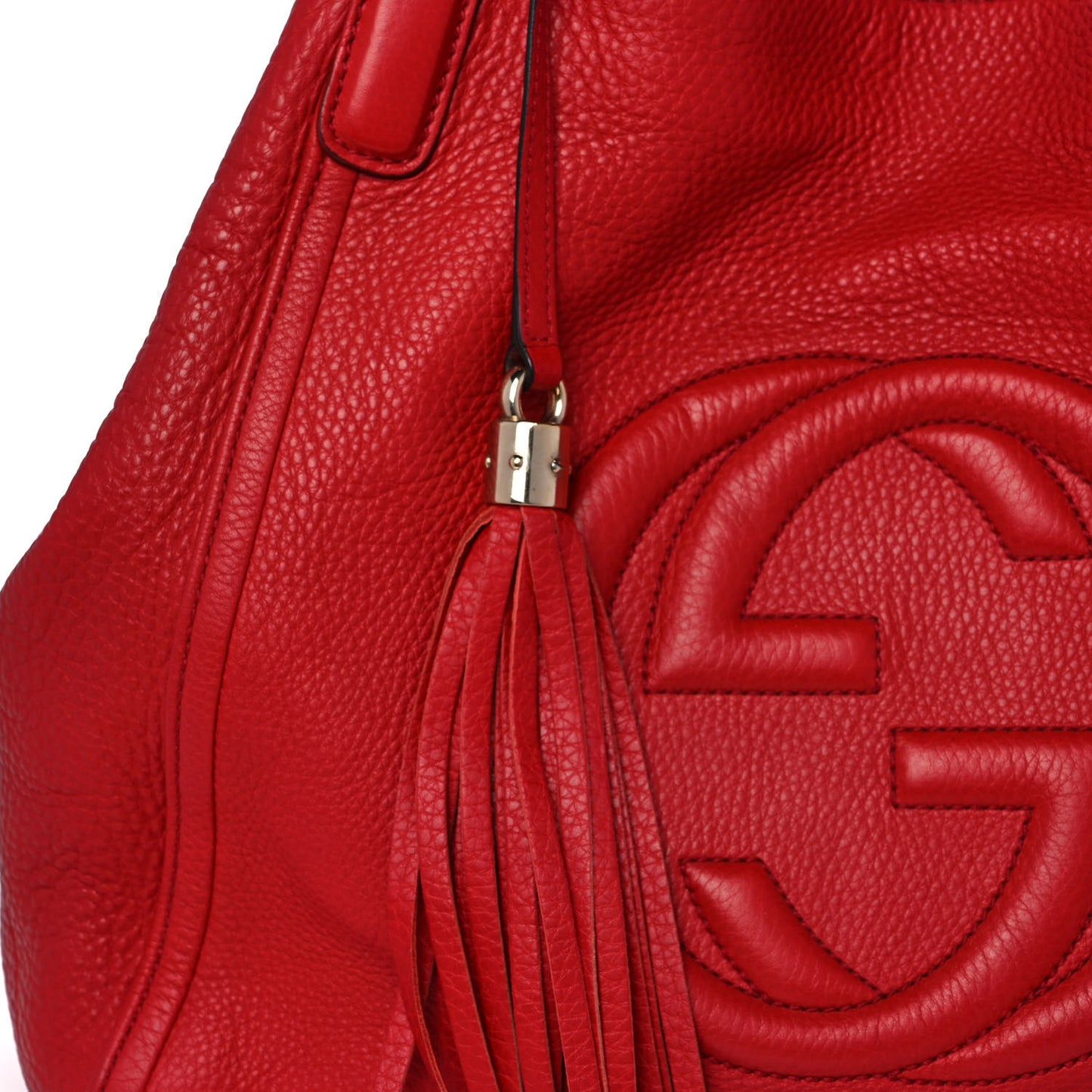 Pebbled Calfskin Medium Soho Shoulder Bag Red
