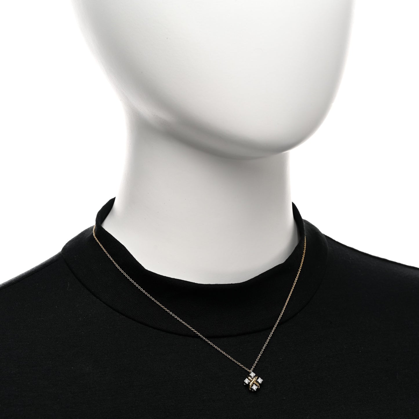 Platinum 18K Yellow Gold Diamond Schlumberger Lynn Pendant Necklace