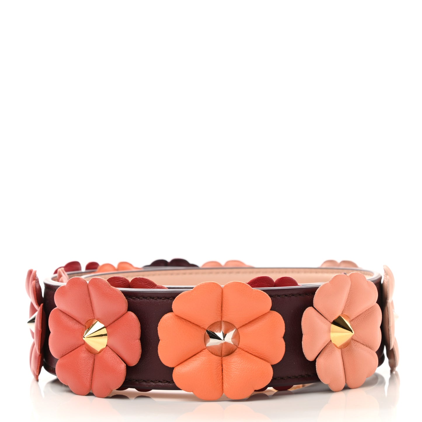 Vitello Dolce Flowerland Bi-Color Studded Strap You Bordeaux Plaster Multicolor