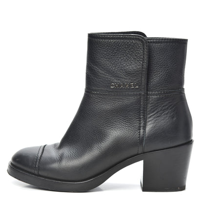 Chanel Calfskin Cap Toe Short Boots 37.5 Black 1 of 7