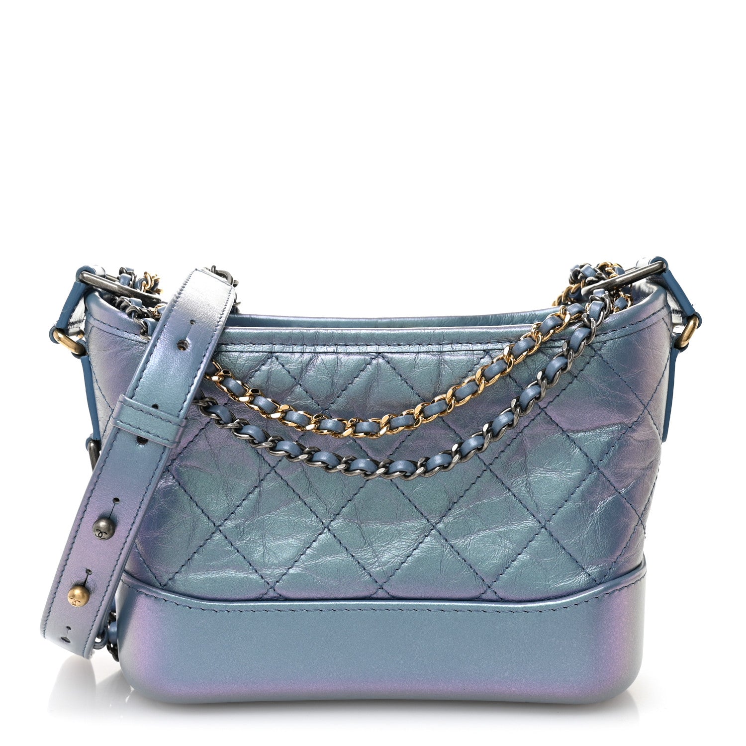 Chanel Iridescent Lambskin Calfskin Quilted Small Gabrielle Hobo Blue 1 of 11