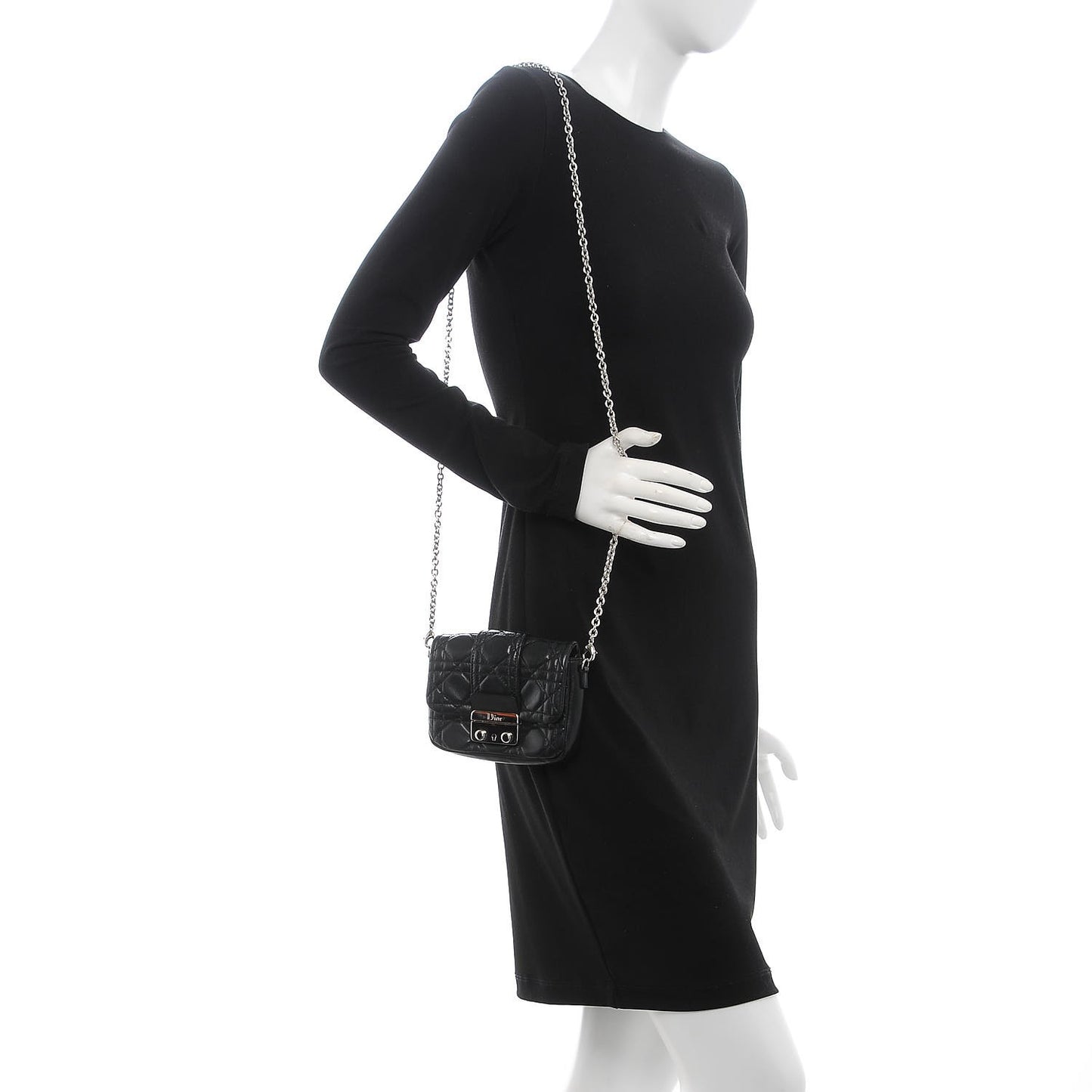 Lambskin Cannage Mini New Lock Pouch Black