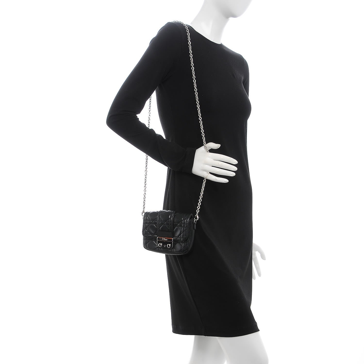 Christian Dior Lambskin Cannage Mini New Lock Pouch Black 2 of 8