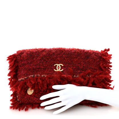 Chanel Tweed Quilted Fringe Clutch Red 2 of 7