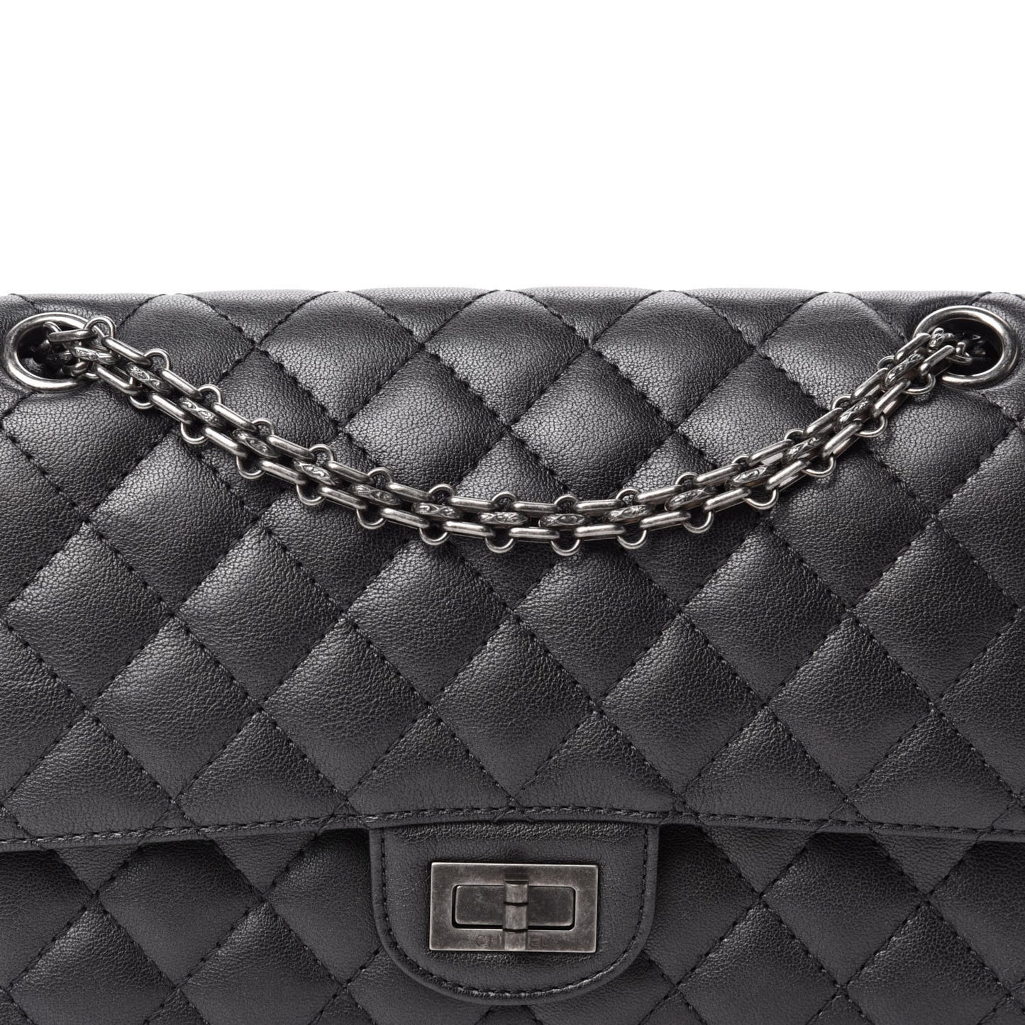 Metallic Sheepskin Quilted 2.55 Reissue 225 Flap Black
