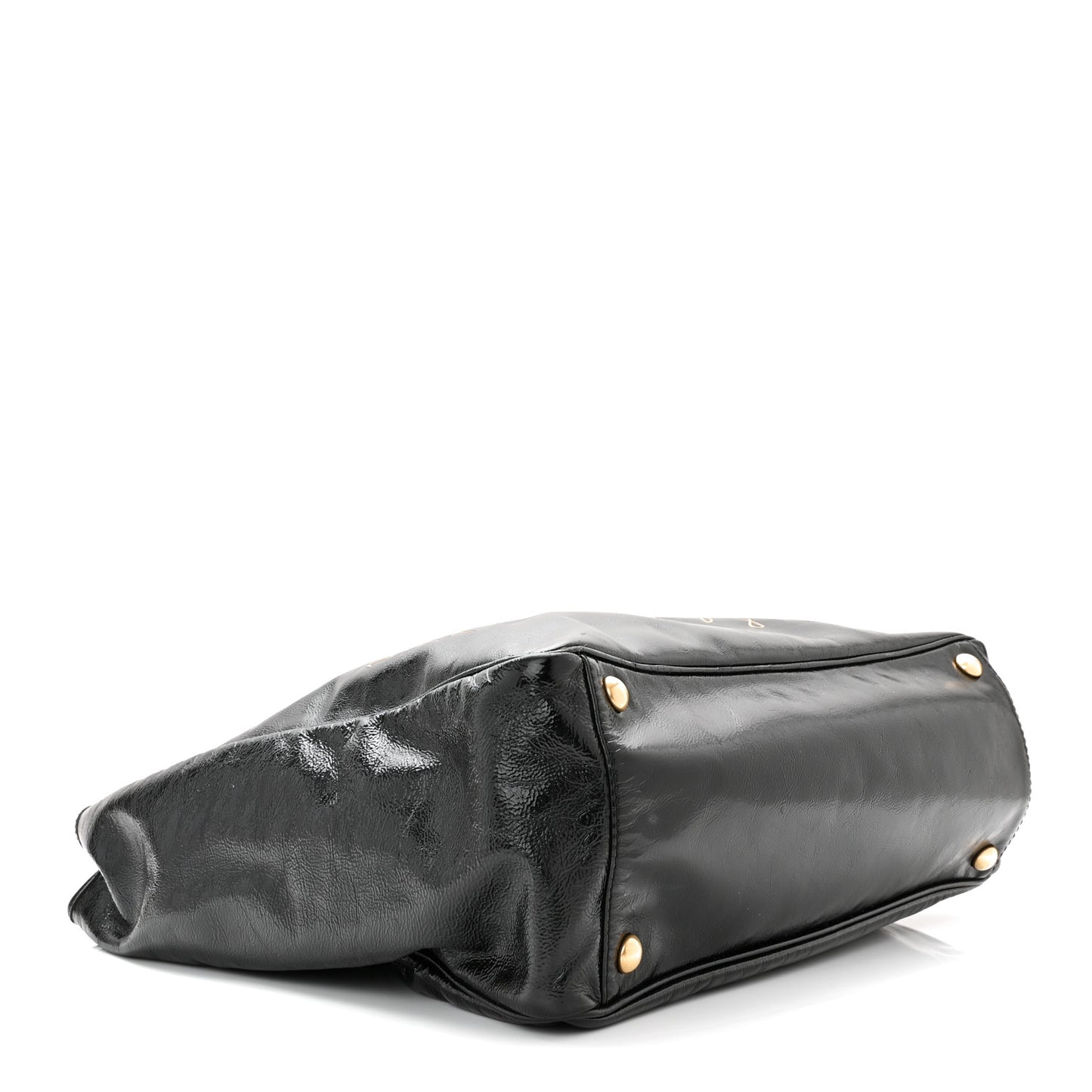 Textured Patent Small Y-Mail Tote Black