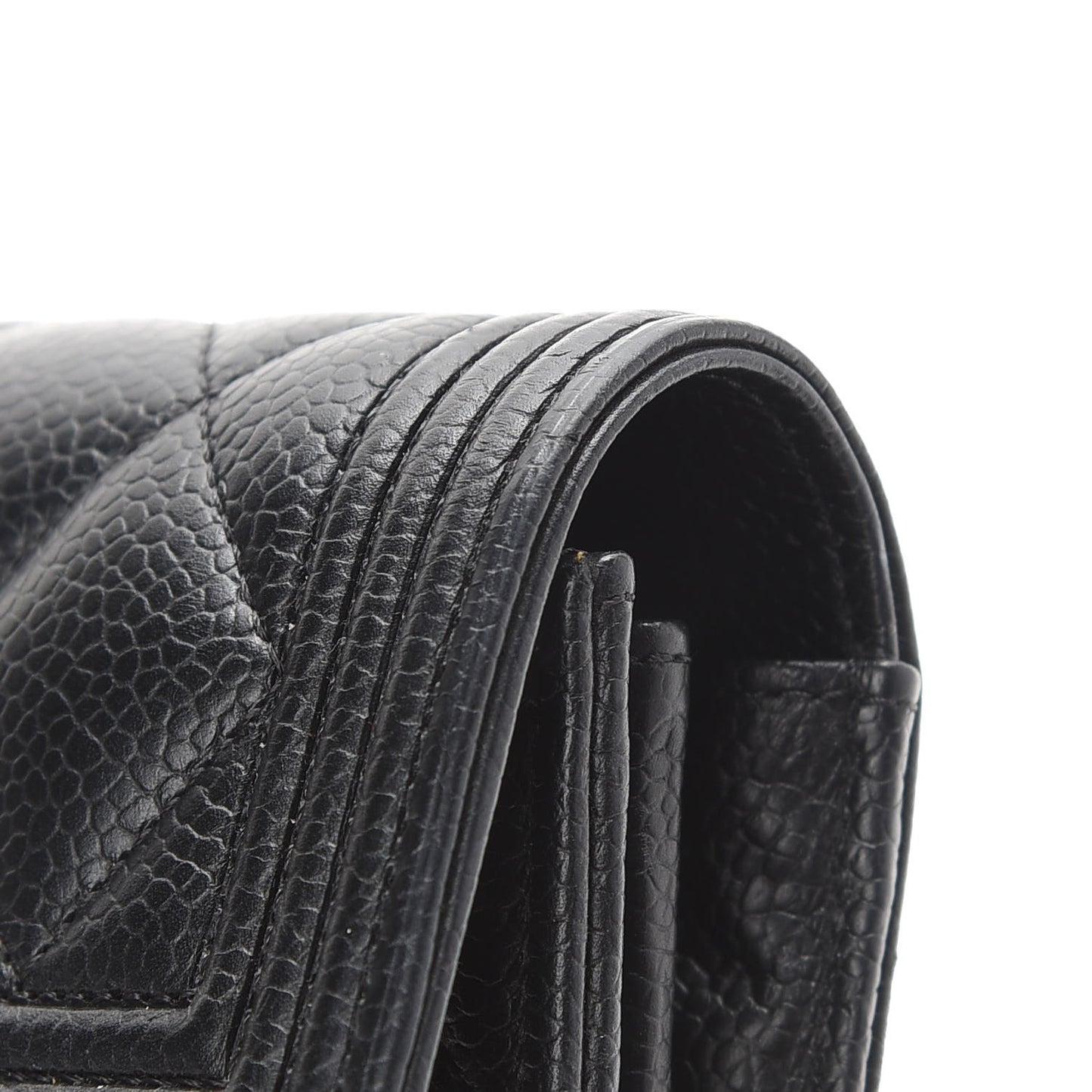 Caviar Quilted Long Boy Flap Wallet Black