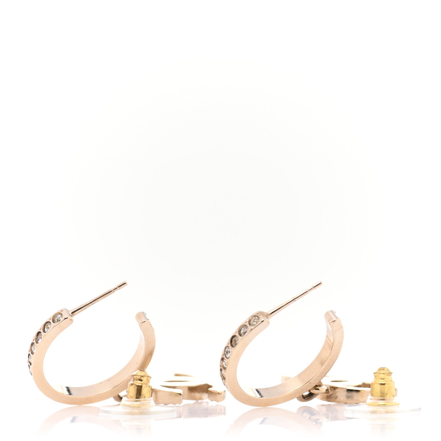Chanel Crystal Lock Symbols CC Hoop Drop Earrings Gold 3 of 5