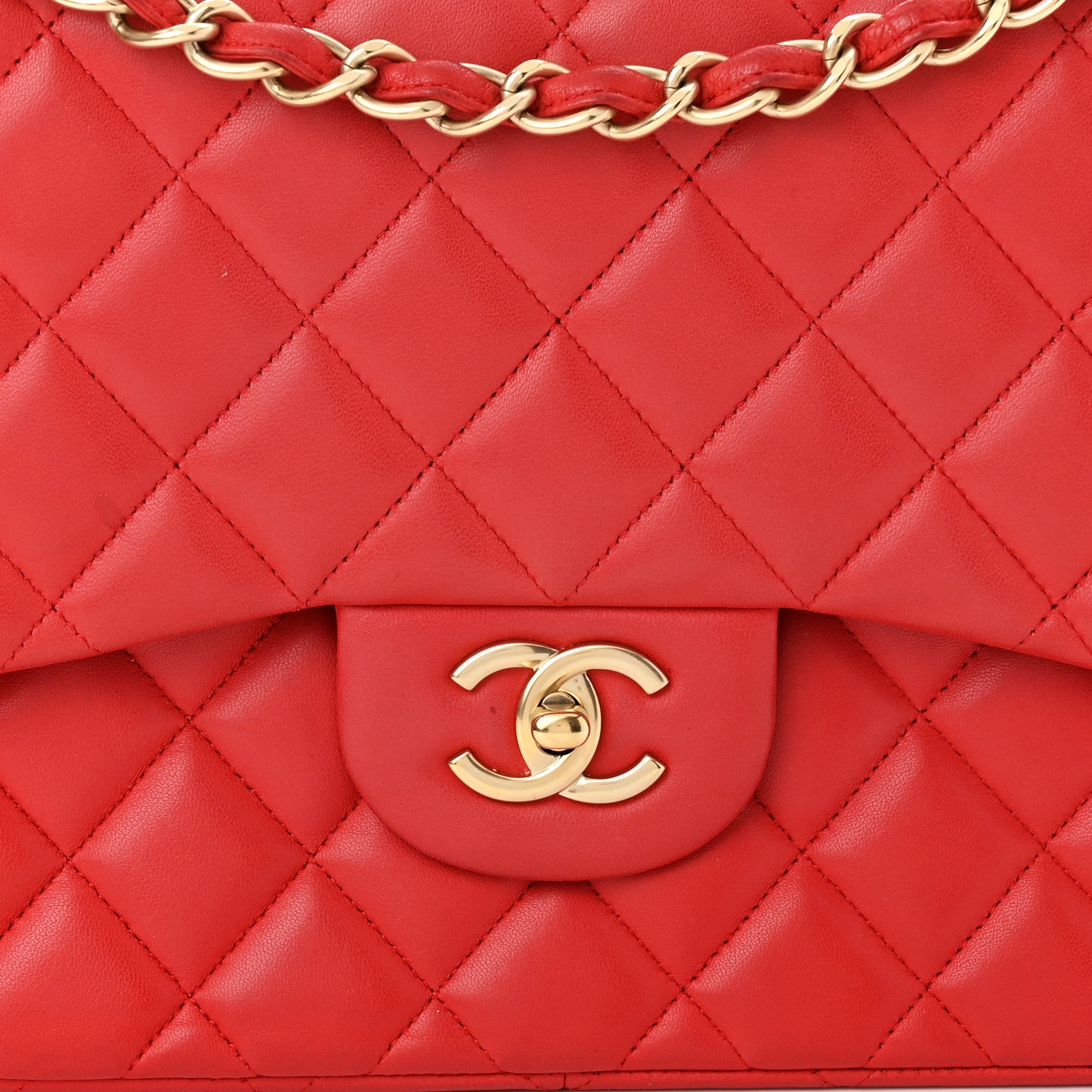 Chanel Lambskin Quilted Jumbo Double Flap Red 8 of 17