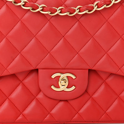 Chanel Lambskin Quilted Jumbo Double Flap Red 8 of 17