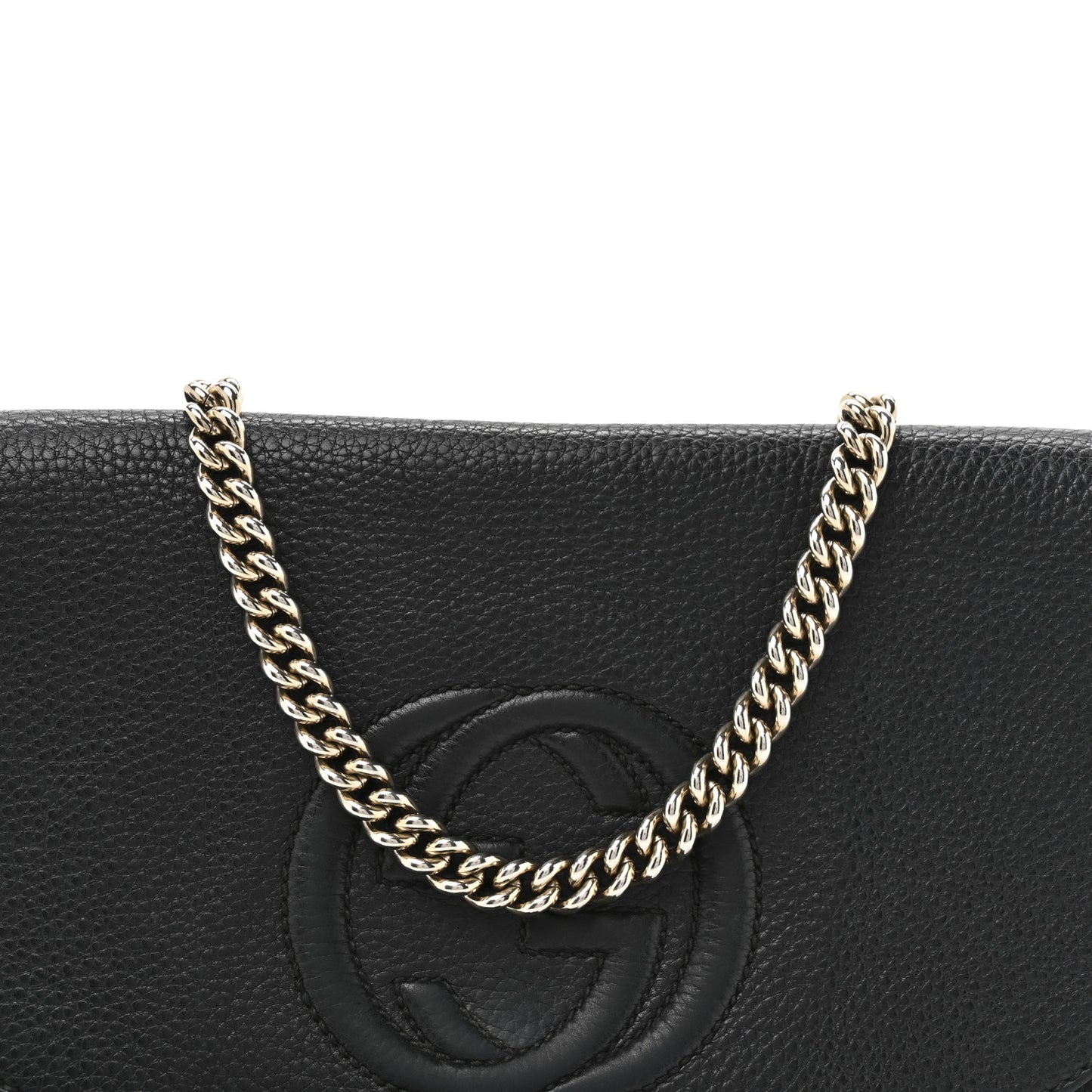 Pebbled Calfskin Medium Soho Flap Crossbody Black