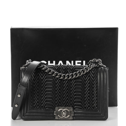 Chanel Lambskin Pleated Medium Boy Flap Black 11 of 11