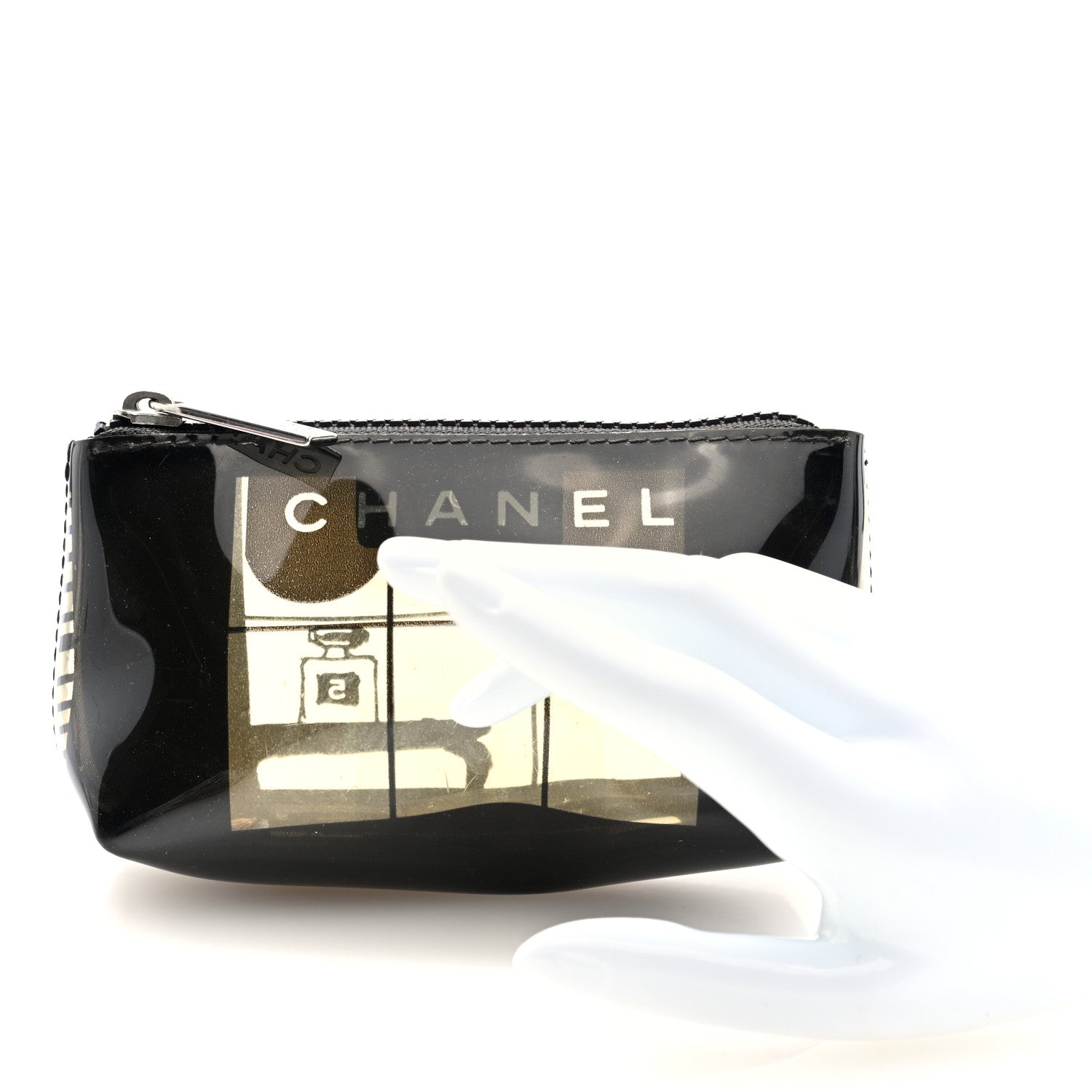 Chanel Vinyl Coco Window Cosmetic Pouch Black 2 of 8