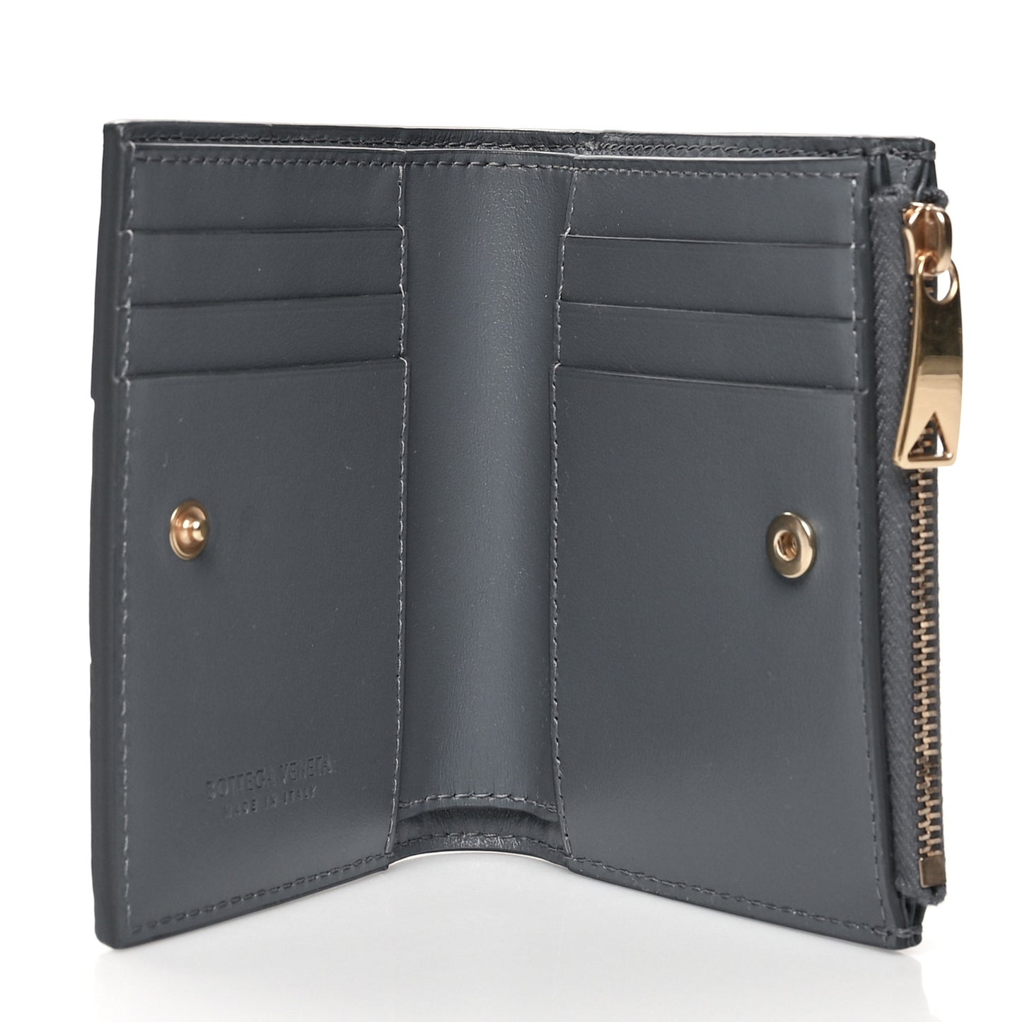 Nappa Maxi Intrecciato Bifold Zip Wallet Thunder