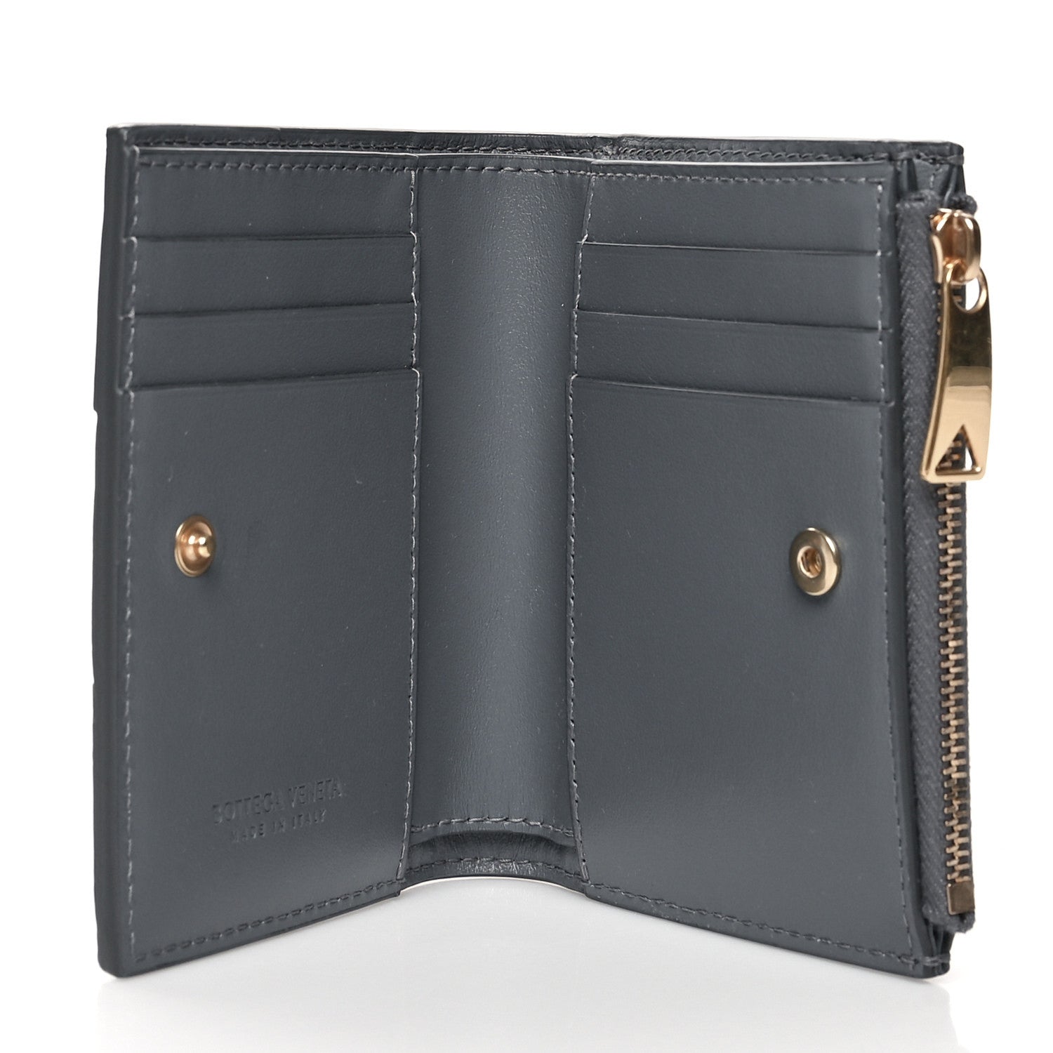 Bottega Veneta Nappa Maxi Intrecciato Bifold Zip Wallet Thunder 5 of 8