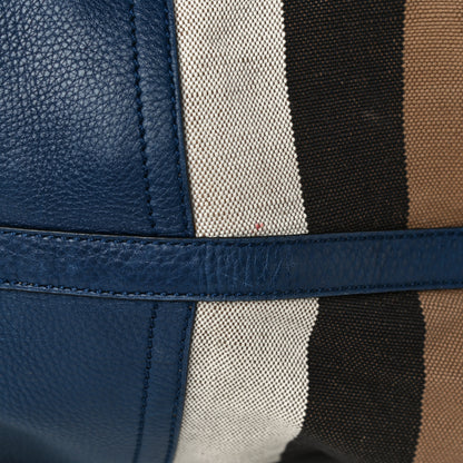 Burberry Grainy Calfskin Mega Check Tassel Heston Tote Navy 12 of 14