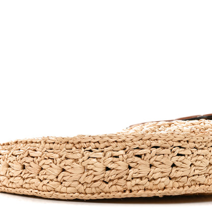 Celine Raffia Calfskin Triomphe Panier Hobo Bag Natural Tan 9 of 11
