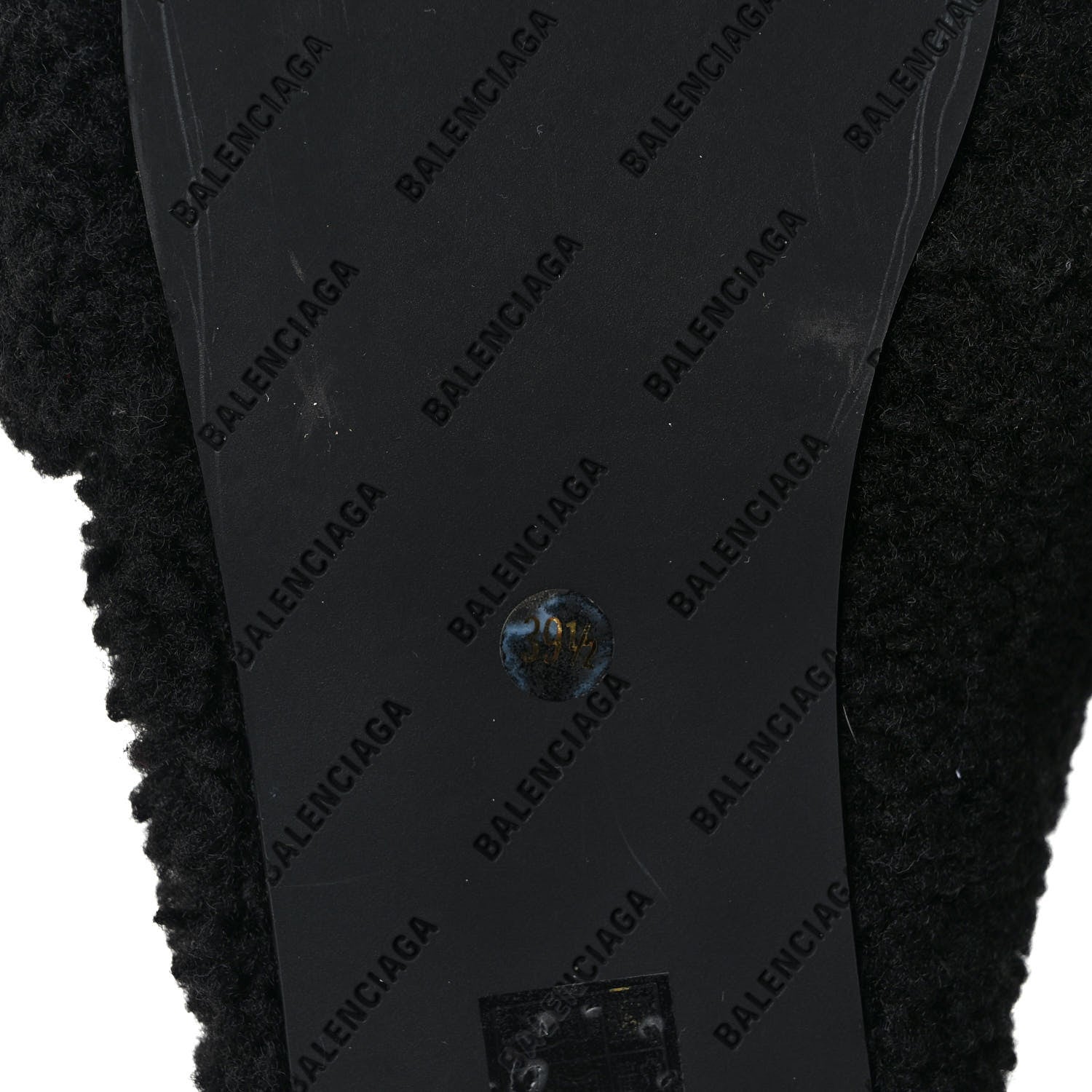 Balenciaga Faux Shearling Drapy Slide Sandals 39.5 Black 6 of 7
